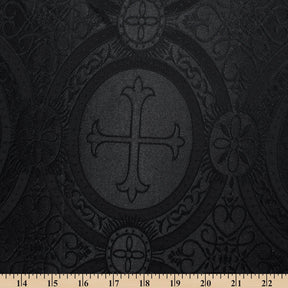 Liturgical Church Ecclesiastical Satin Jacquard Brocade Fabric SV581958 Black A9