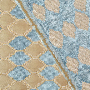 Trellis Chenille Upholstery Brocade Satin Jacquard Fabric SV581970 Tan Turquoise A3