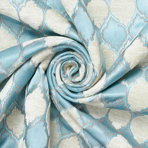 Trellis Chenille Upholstery Brocade Satin Jacquard Fabric SV581971 Light Blue Ivory A2