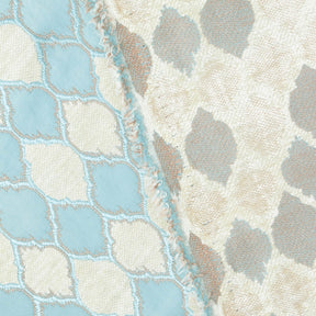 Trellis Chenille Upholstery Brocade Satin Jacquard Fabric SV581971 Light Blue Ivory A3