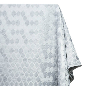 Trellis Chenille Upholstery Brocade Satin Jacquard Fabric SV581972 Off White Grey A1