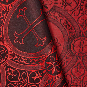 Liturgical Church Ecclesiastical Satin Jacquard Brocade Fabric SV582053 Red / Black A5