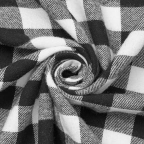 Charley Gingham Buffalo 1 Inch Check Plaid Brushed Cotton Flannel Fabric SV582112 White Black Fabric A2