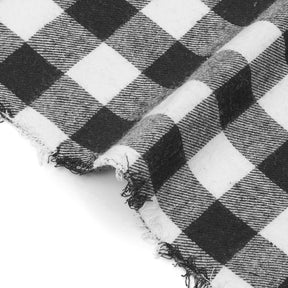Charley Gingham Buffalo 1 Inch Check Plaid Brushed Cotton Flannel Fabric SV582112 White Black Fabric A3