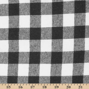 Charley Gingham Buffalo 1 Inch Check Plaid Brushed Cotton Flannel Fabric SV582112 White Black Fabric A9