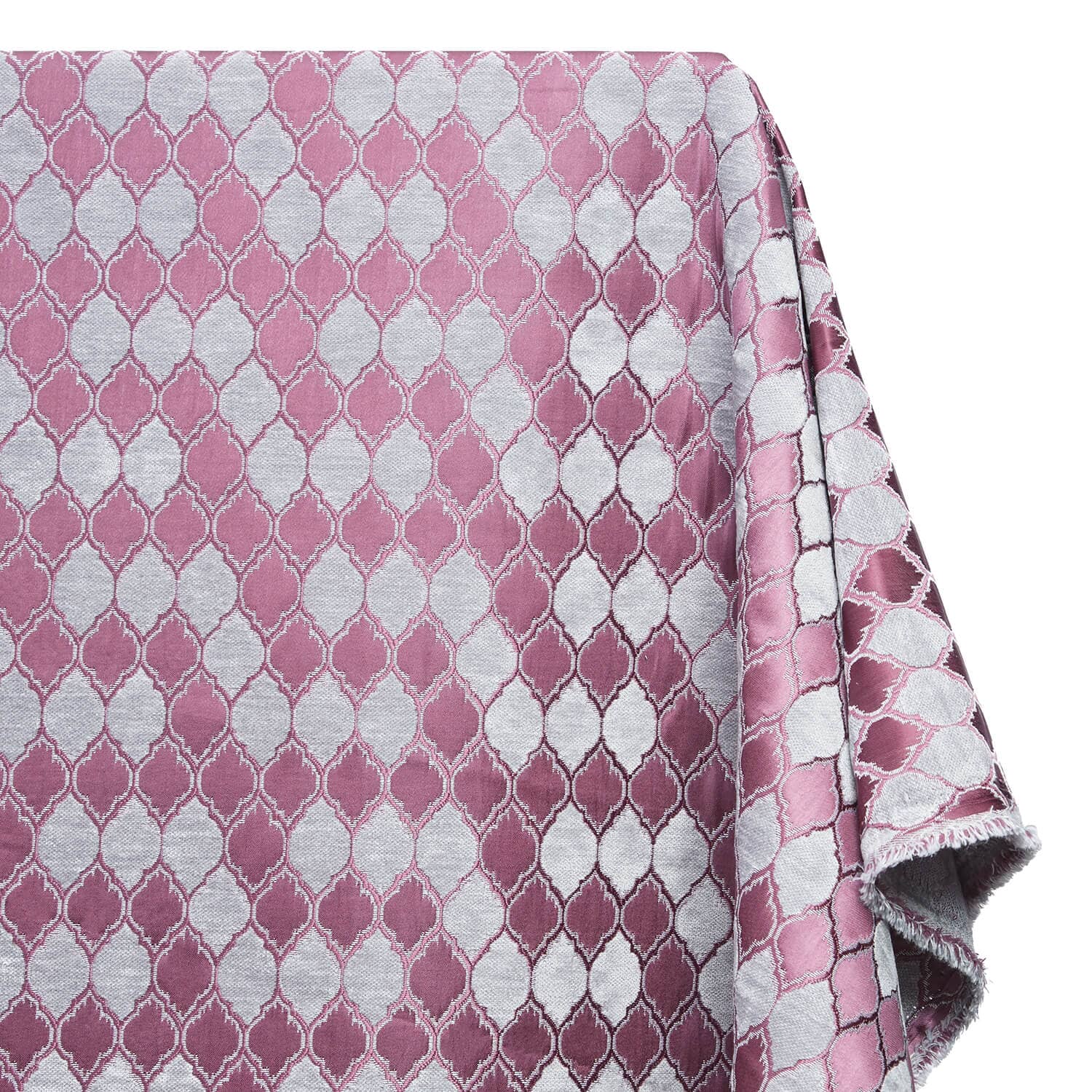 Trellis Chenille Upholstery Brocade Satin Jacquard Fabric SV582130 Plum Silver A1