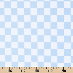 Checkered Print Cotton Fabric SV582165 Light Blue White A9