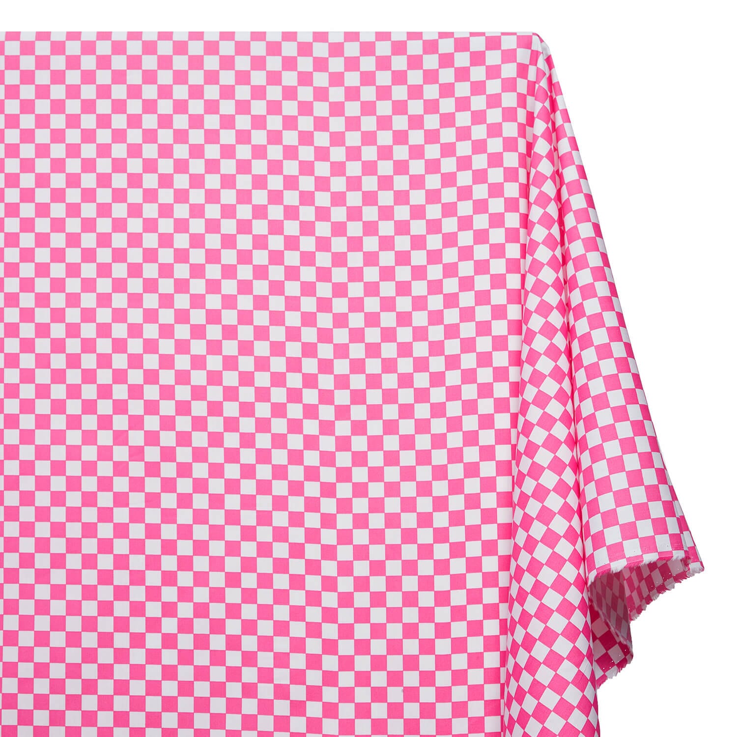 Checkered Print Cotton Fabric SV582166 Fuchsia White A1