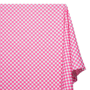 Checkered Print Cotton Fabric SV582166 Fuchsia White A1