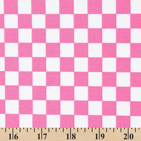 Checkered Print Cotton Fabric SV582166 Fuchsia White A9