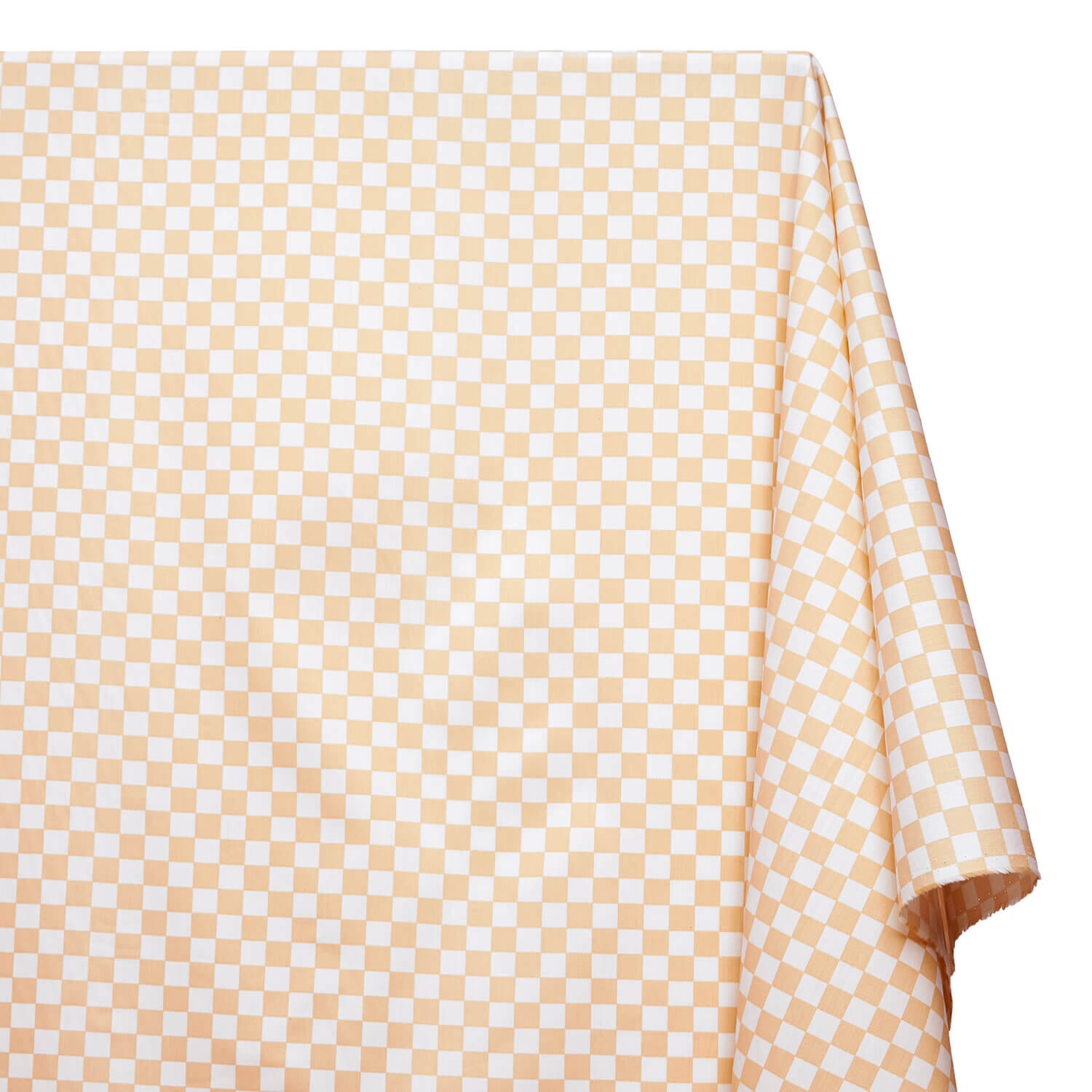 Checkered Print Cotton Fabric SV582167 Tan White A1