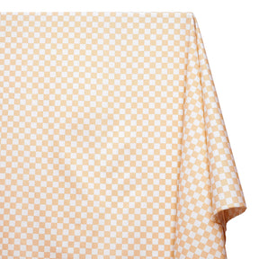 Checkered Print Cotton Fabric SV582167 Tan White A1