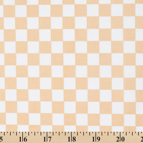 Checkered Print Cotton Fabric SV582167 Tan White A9