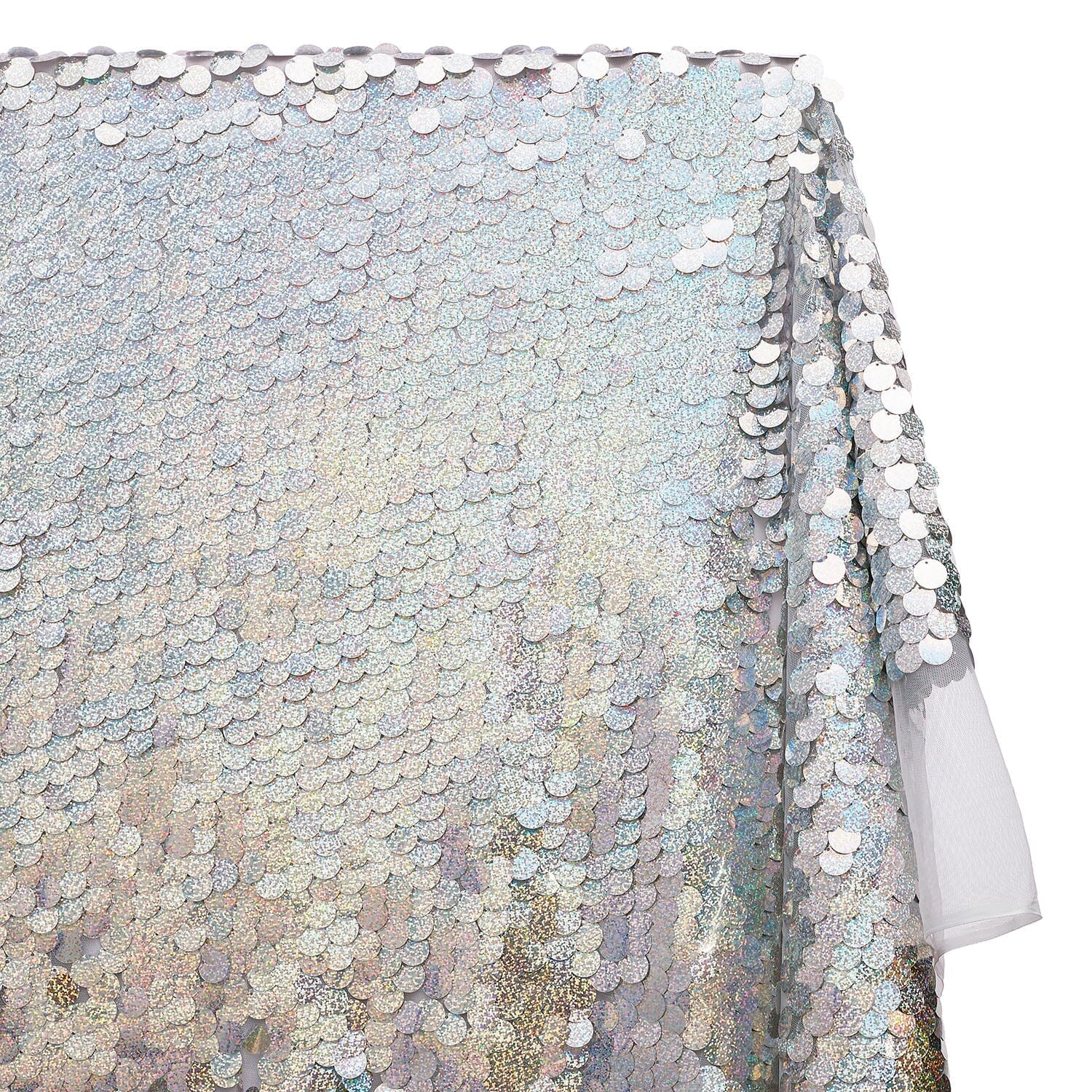 Paillette Circle Sequins On Mesh Fabric SV582261 Holographic Silver Image A1