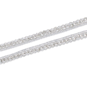 3 8 Inch Diamond Rhinestone Metallic Corded Lace Trim SV582392 Silver A2