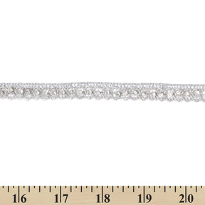 3 8 Inch Diamond Rhinestone Metallic Corded Lace Trim SV582392 Silver A9