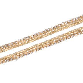 3 8 Inch Diamond Rhinestone Metallic Corded Lace Trim SV582393 Gold A1