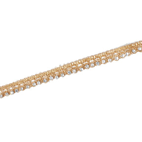 3 8 Inch Diamond Rhinestone Metallic Corded Lace Trim SV582393 Gold A2
