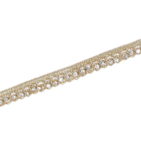 3 8 Inch Diamond Rhinestone Metallic Corded Lace Trim SV582394 Champagne A2