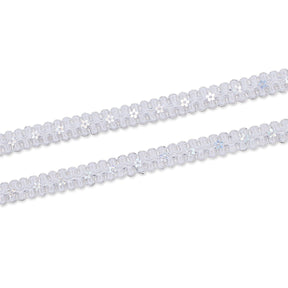 1 2 Inch Daisy Scroll Scalloped Holographic Metallic Corded Sequin Trim SV582549 Silver A3