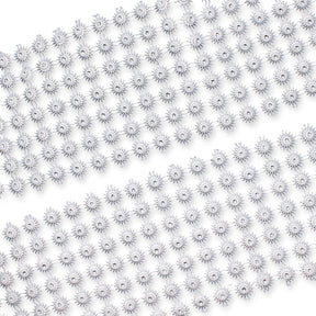 4 5 Inch Sunflower Filigree Metallic Rhinestone Lace 10 Yard Trim SV582578 Silver A3