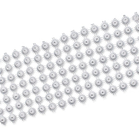 4 5 Inch Sunflower Filigree Metallic Rhinestone Lace 10 Yard Trim SV582578 Silver A1