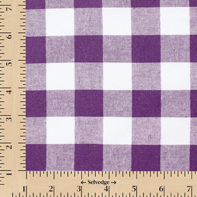 Gingham 1 Inch Check Yarn Dyed Broadcloth Fabric SV582698 Purple / White Image A9