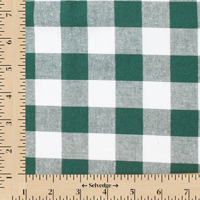 Gingham 1 Inch Check Yarn Dyed Broadcloth Fabric SV582699 Hunter Green / White Image A9