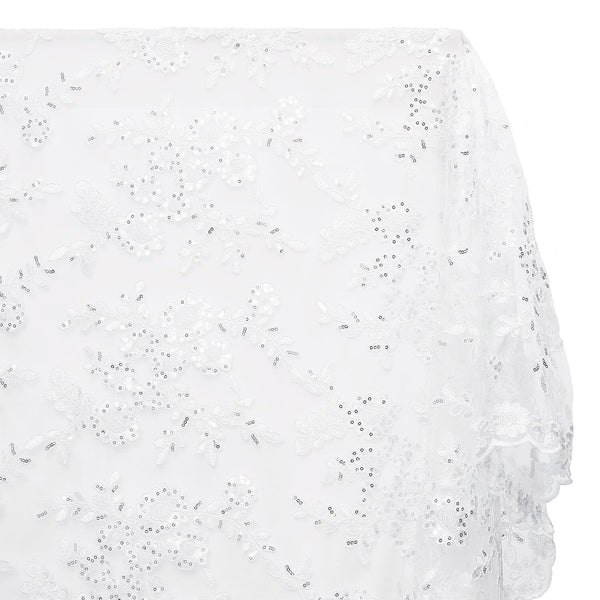 Sheer Floral Sequined Embroidery On Lace Fabric SV582721 White Image A1