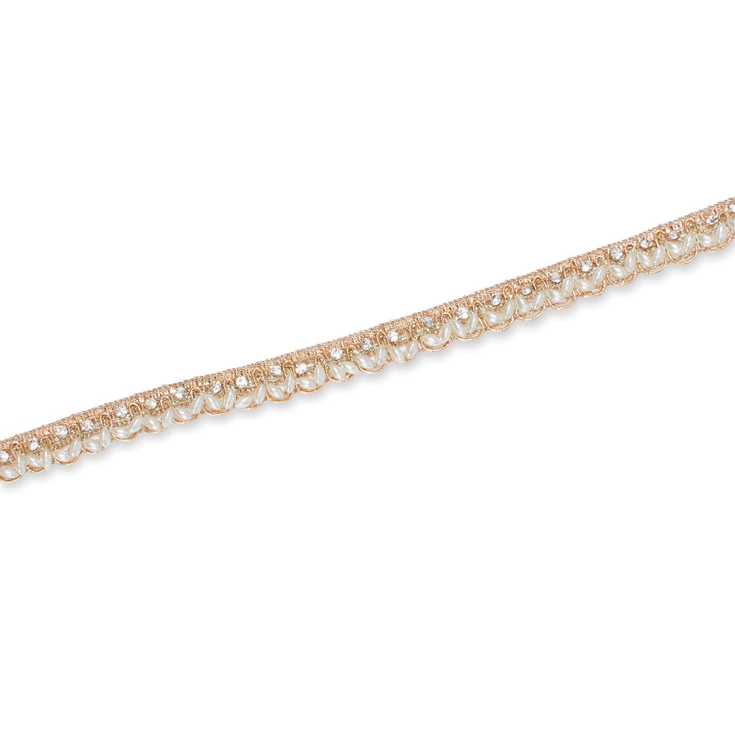1/2 Inch Beaded Rhinestone Metallic Corded Ribbon Fabric Trim SV582730 Antique Gold Image A3