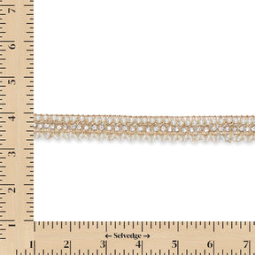 3/4 Inch Pearly Beaded Rhinestone Metallic Corded Fabric Trim SV582733 Champagne Image A9
