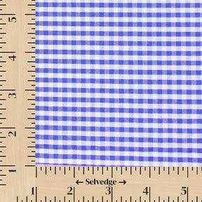 1/8 Inch Gingham Check Polyester Cotton Poplin Fabric SV582934 Royal Blue / White Image A9