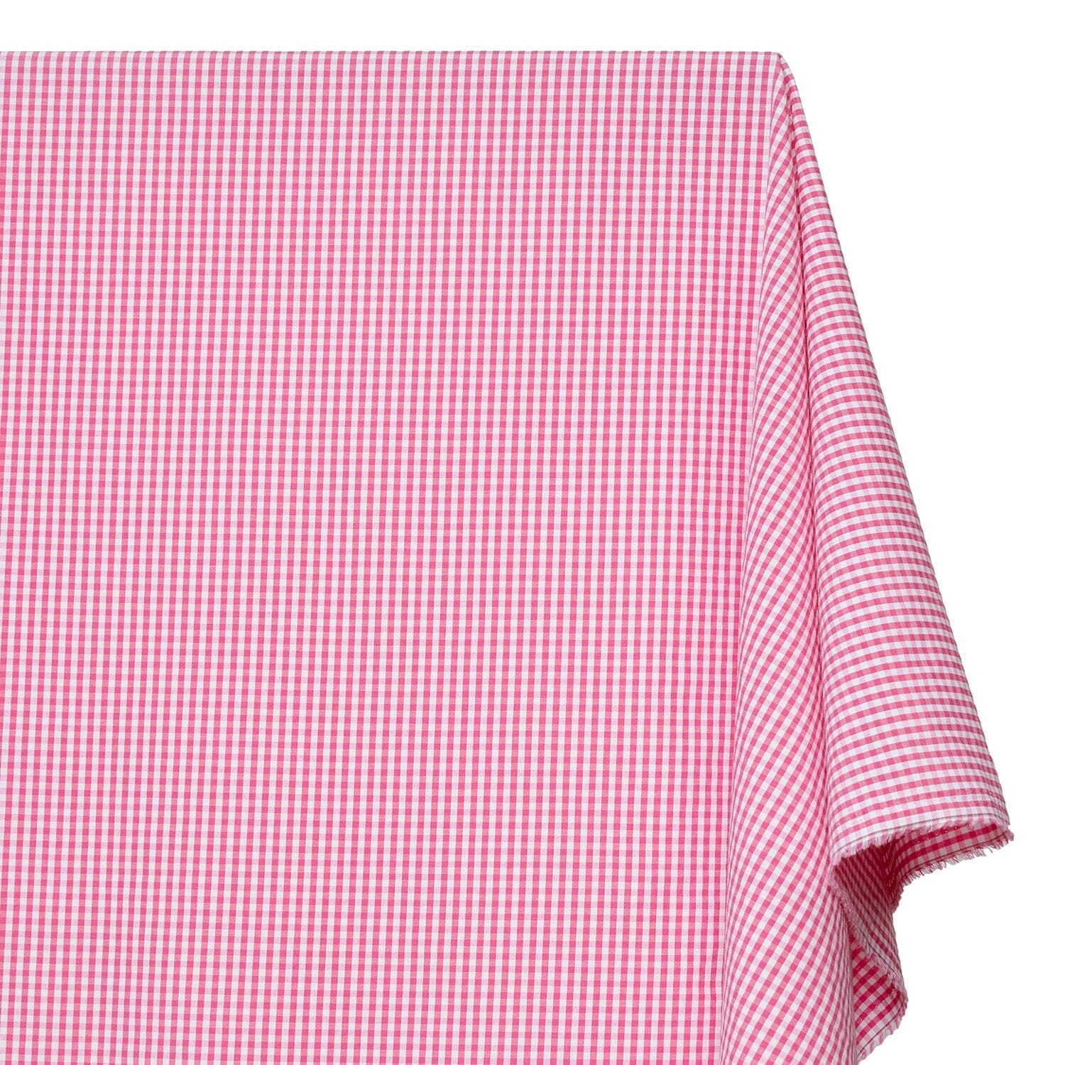 1/8 Inch Gingham Check Polyester Cotton Poplin Fabric SV575737 Fuchsia / White Image A1