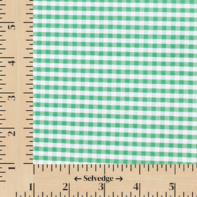 1/8 Inch Gingham Check Polyester Cotton Poplin Fabric SV575732 Kelly Green / White Image A9