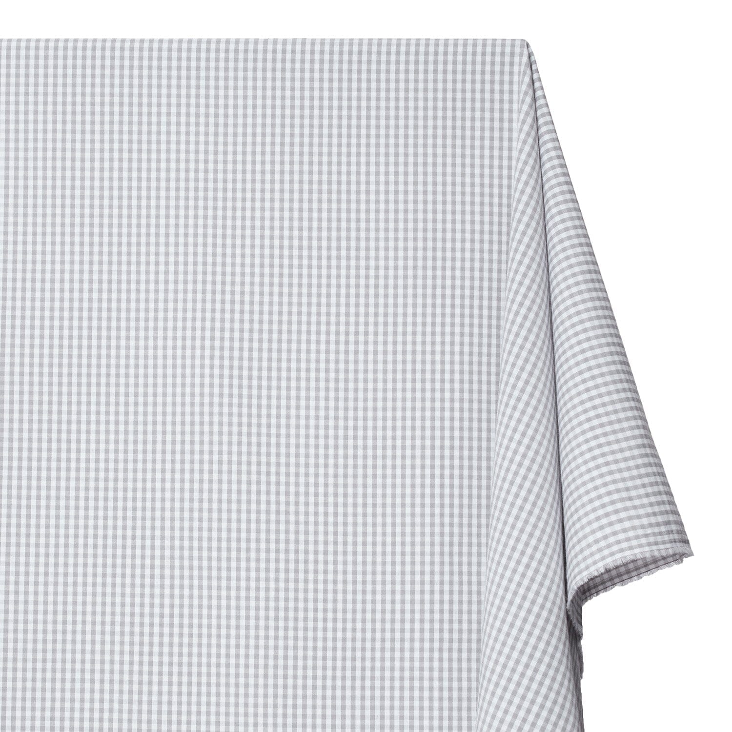 1/8 Inch Gingham Check Polyester Cotton Poplin Fabric SV582946 Silver / White Image A1