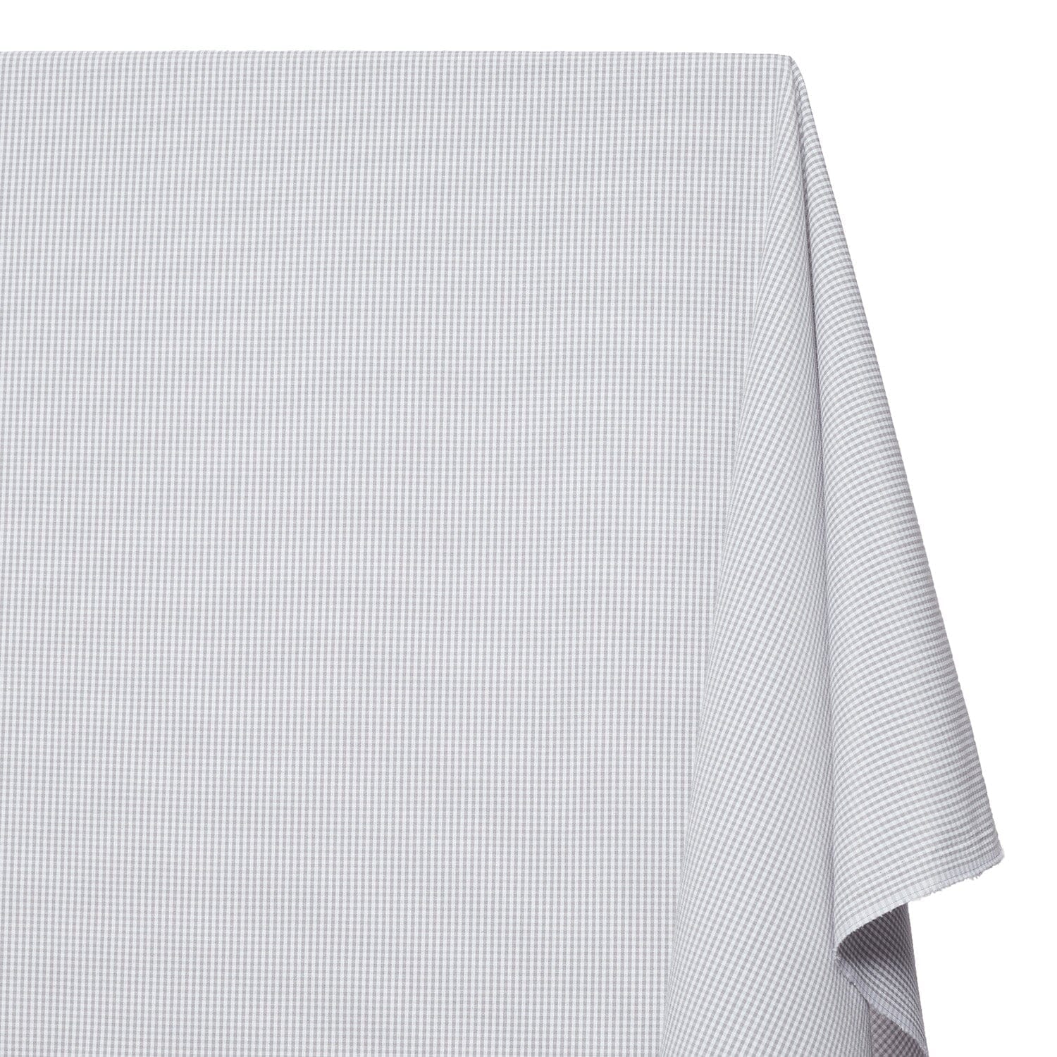 1/16 Inch Gingham Check Polyester Cotton Poplin Fabric SV582948 Silver / White Image A1
