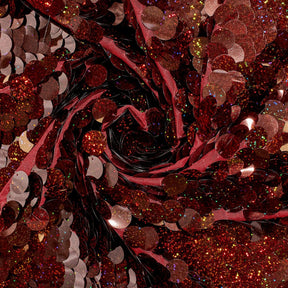 Paillette Circle Sequins On Mesh Fabric SV577504 Holographic Burgundy Image A2