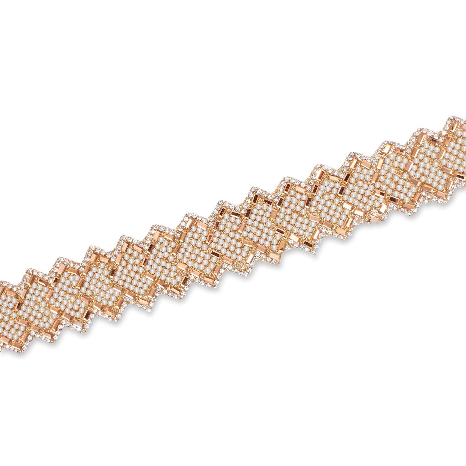 1.25 Inch Pearly Rhinestone Glitter Infused Iron On Scalloped Mesh Fabric Trim SV582999 Antique Gold Image A3