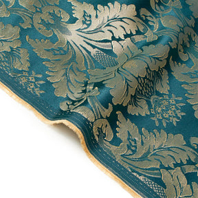 Extra Wide Floral Damask Upholstery Jacquard Fabric SV583032 Teal / Gold Image A3