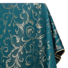 Extra Wide Vine Upholstery Jacquard Fabric SV583033 Teal Gold Image A1