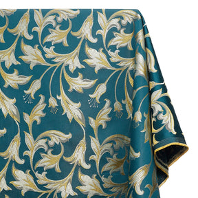 Extra Wide Bloom Upholstery Jacquard Fabric SV583034 Teal / Gold Image A1