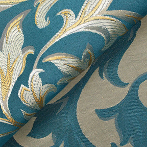 Extra Wide Bloom Upholstery Jacquard Fabric SV583034 Teal / Gold Image A5