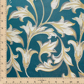 Extra Wide Bloom Upholstery Jacquard Fabric SV583034 Teal / Gold Image A9