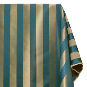Extra Wide Striped Upholstery Jacquard Fabric SV583035 Teal / Gold Image A1