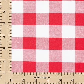 Gingham 1 Inch Check Yarn Dyed Broadcloth Fabric SV583069 Red / White Image A9