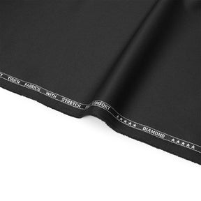 Pinstripe Stretch Polyester Viscose Wool-Look Twill Suiting Fabric SV583335 Black Image A3