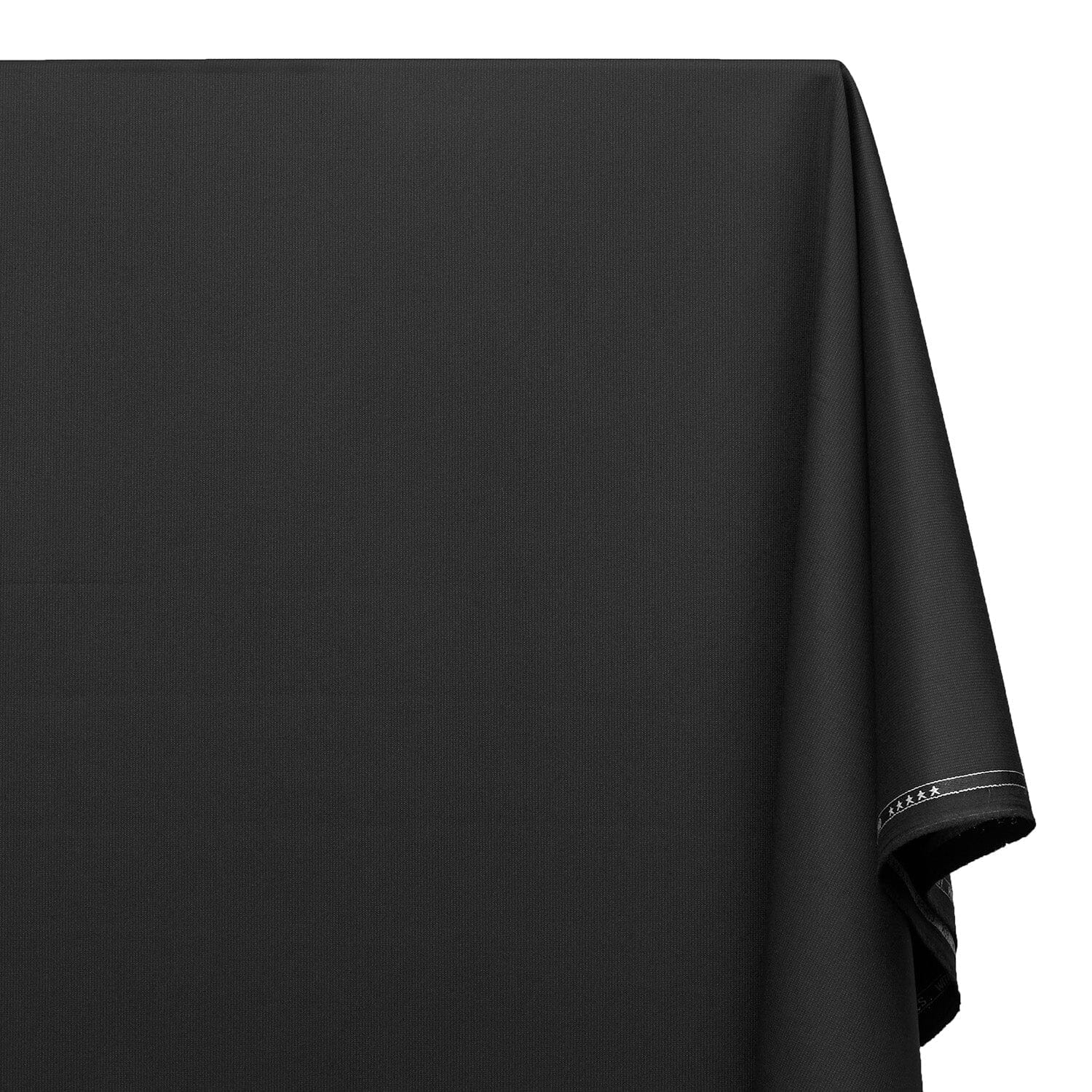 Pinstripe Stretch Polyester Viscose Wool-Look Twill Suiting Fabric SV583335 Black Image A1