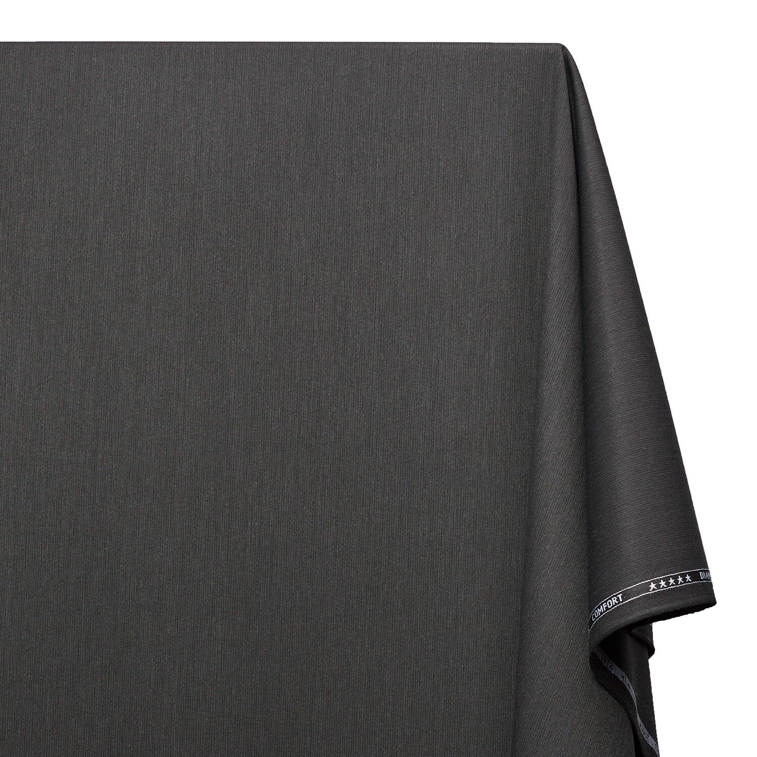 Pinstripe Stretch Polyester Viscose Wool-Look Twill Suiting Fabric SV583336 Charcoal Image A1