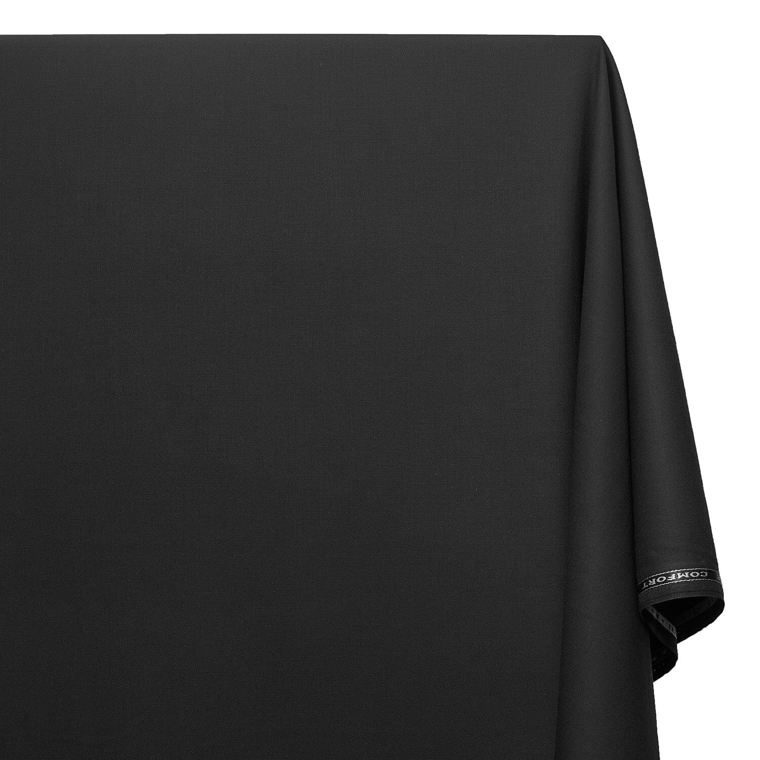 Stretch Polyester Viscose Linen-Look Suiting Fabric SV583342 Black Image A1