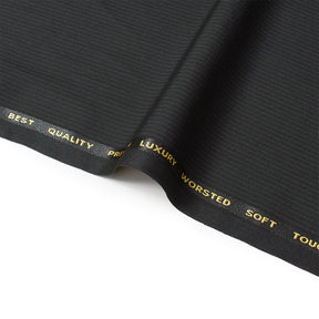 Pinstripe Polyester Viscose Wool-Look Suiting Fabric SV583345 Black Image A3